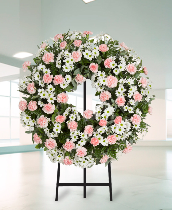 Corona funeral rosa especial h26